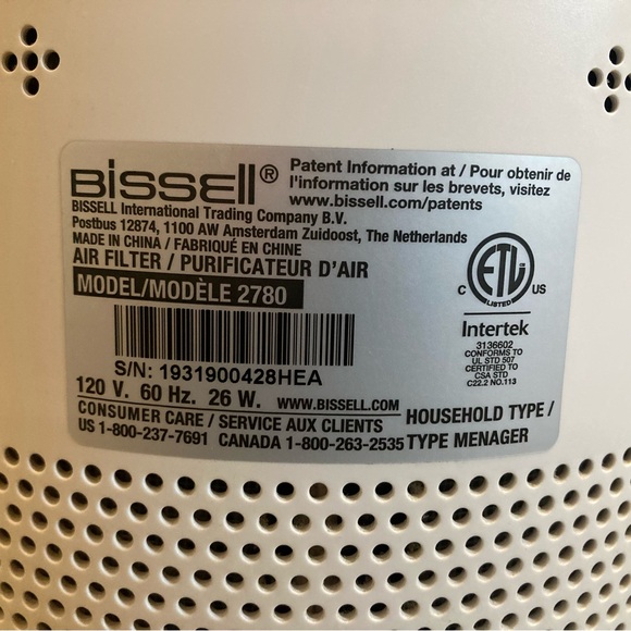 Bissell 2780A MyAir 100 sq/ft 3 Speeds 30-46 dBa Personal Air Purifier - Tested - Picture 5 of 8
